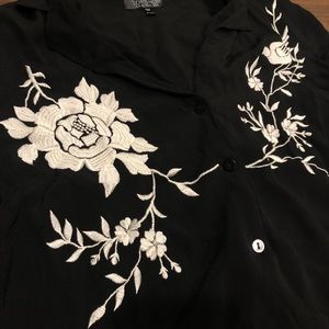 topshop black with white embroidery floral